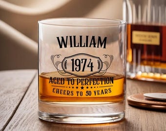 Personalizowana szklanka do whisky z imieniem i rokiem, prezent urodzinowy dla niego w idealnym stylu, spersonalizowana szklanka Milestone dla mężczyzn