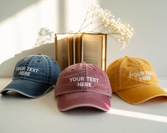 Custom Embroidered Baseball Cap: Personalized Text, Vintage Style