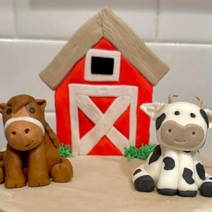 Farm Animal and Barn Fondant Cake Toppers- Cake Decorations