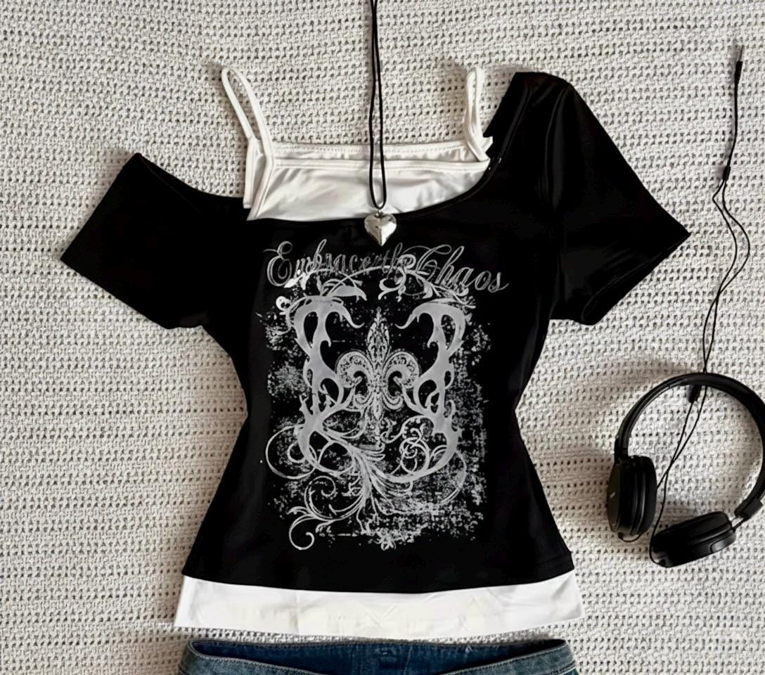 Embrace the Chaos Layered Top - Y2K Cyber Grunge & Alt-girl