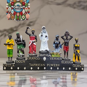 7 African Powers Statue: Hand-Painted Orisha Resin Altar Decor