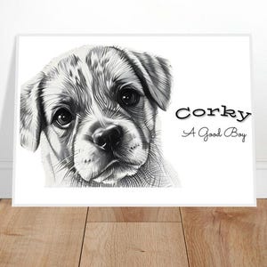 Personalisierte Bleistift Kunst Tier Portrait - Gerahmtes Poster - Einzigartiges Geschenk für Tierliebhaber