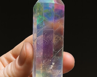 Angel Aura Quarz Spitze: Irisierender Titanium Kristall