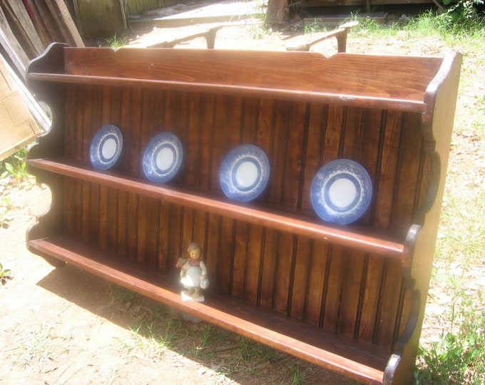 Plate Shelf , Pottery Plate Rack , Wood Shelf , Cottage Plate Wall