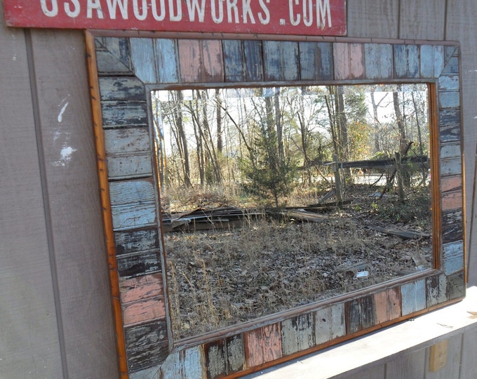 34 X 46 Mirror. Rustic Primitive Beadboard Farmhouse Mirror