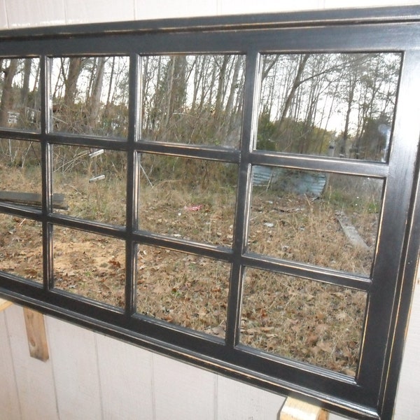 window pane  black mirror , rustic  mirror , mantel mirror ,  multipane mirror , distressed mirror