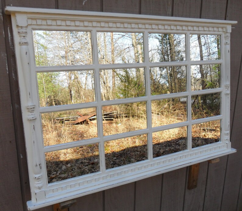 Window Mirror White Wall Pane Large Rustic Distressed Furniture