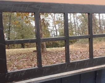 Farmhouse   black mirror 54  x 22   /  rustic mirror  / windowpane  /wall mirror /
