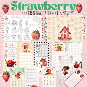 Strawberry Savings Challenge, Strawberry Roll & Save, Strawberry Color and Save, Strawberry Mini Savings