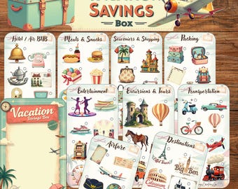 Vintage Vacation Savings Challenge Box: Budgeting Game with Play Cards