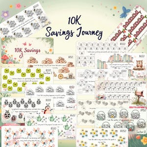 10K Savings Challenge, Cottage Core Theme, Strawberry, Bee and Mushroom theme - A6 Sections - Pastel Color