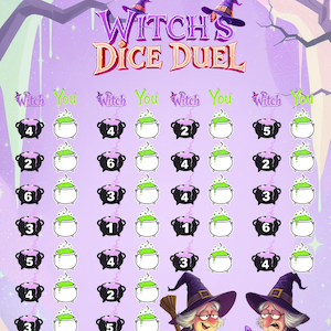 Halloween Witch Dice Duel Savings Challenge Game