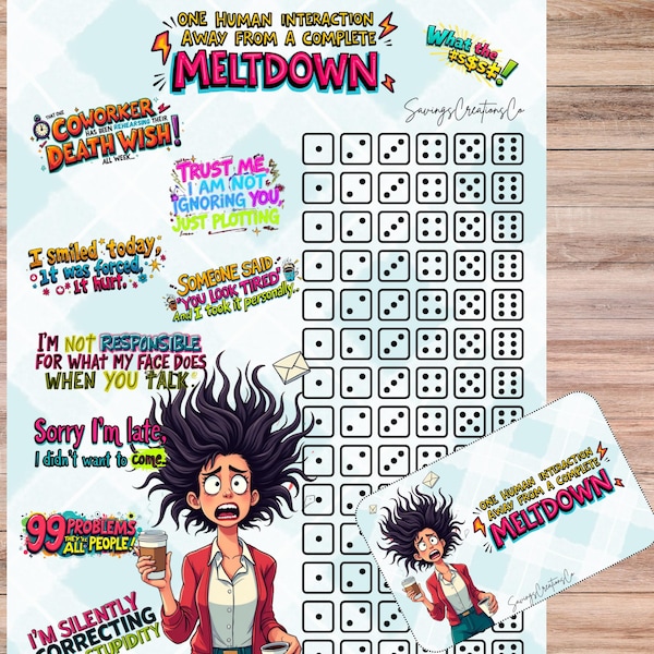 Funny Meltdown Savings Challenge: Roll and Save - 8.5x11 (Digital Download)