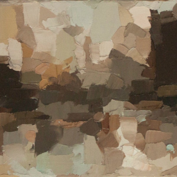Reserved for Jamie - Fall Reflection - Original Oil Painting in browns, beiges, warm earthy tones (59x20cm - app. 23.2x7.87 in)
