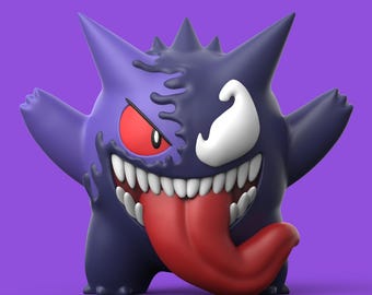 Venom Gengar-beeldje | Volledig gekleurd en meerdere maten | Gemaakt in de VS