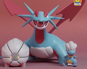 Salamence, Bagon, Shelgon Evolution Set Figurine | Fully Colored and Multiple Sizes | Made In USA