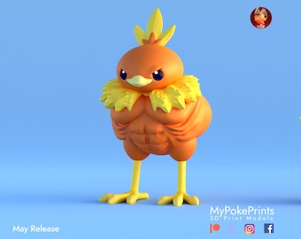 Buff Torchic Figur | Vollfarbig und mehrere Größen | Hergestellt in den USA
