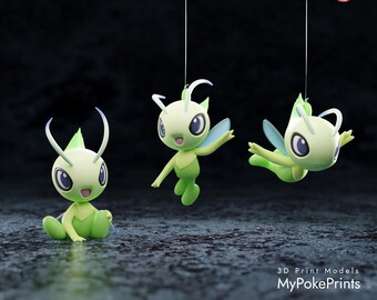 Celebi 3 Poses Figurine | Fully Colored and Multiple Sizes | Made In USA