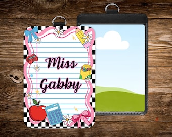 Notebook Paper Teacher Badge Holder, Sublimations PNG (Digital Design)