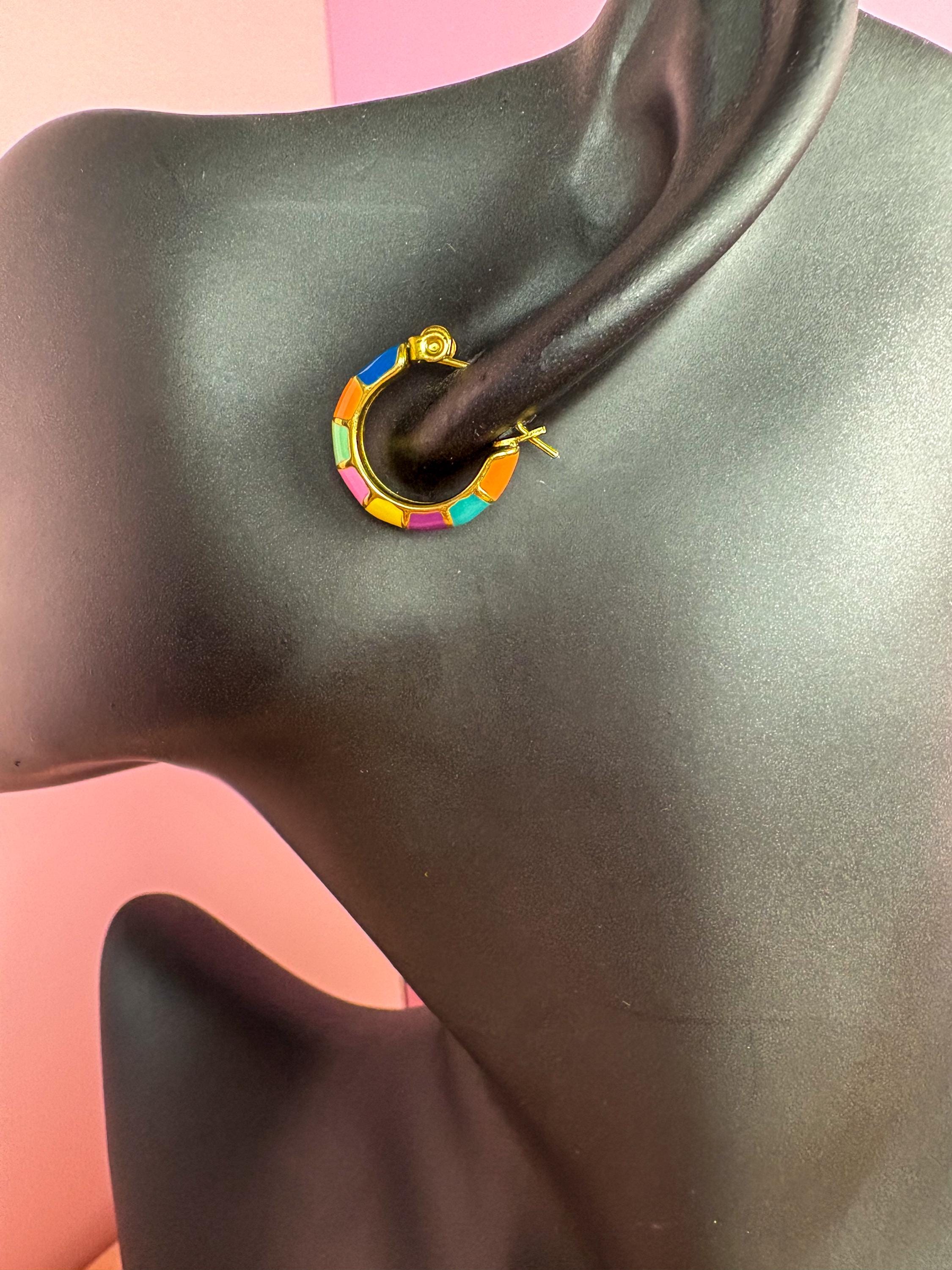 Gold Rainbow Geometric Rainbow Hoop Earrings Gift for Those You Love Girlfriend Wife Friend Family Sister Mother Daughter