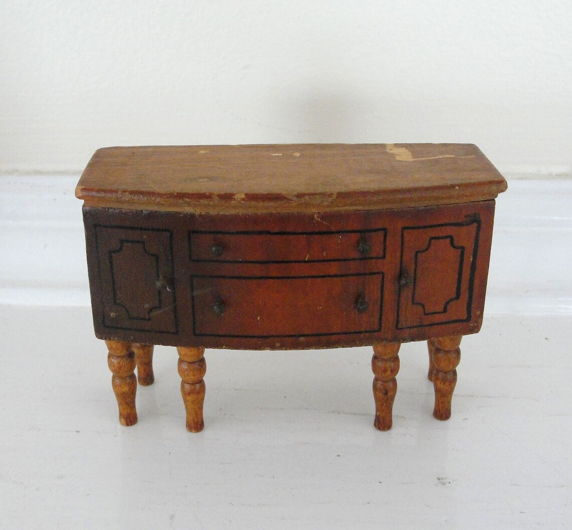 Vintage Wooden Doll House Furniture Vintage Doll House Chair Etsy