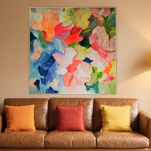 Original Hand Painted Oil Paintings, Thick Texture Paintings, Abstract Wall Art, Colorful Flowers,Gentle Swirls Art, Large-Scale Paintings