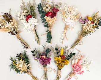 Mini Dried Flower Bouquet with Custom Card, Birthday Thank You Mum Card, Bridesmaid Proposal Gift Box, Wedding Favor, Boho Home Decor