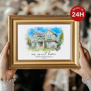 Custom House Painting, Housewarming Gift, Realtor Closing Gift, Family Art Painting, Living Room Decoration, First Home Gift, Gift for Home