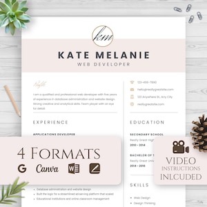 2025 ATS Friendly and Modern Resume Template |  Word, Google Docs, Canva, Apple Pages | Editable Resume Template for Job Seekers