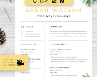 Plantilla de CV profesional SEO compatible con ATS / Diseño de CV y carta de presentación moderno y basado en datos (descarga digital)