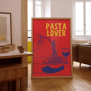 Minimalist Pasta Lover Kitchen Print – Foodie Home Decor (Digital Download)