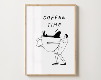 Lámina minimalista con diseño de café: Póster moderno para la cocina (Descarga digital)