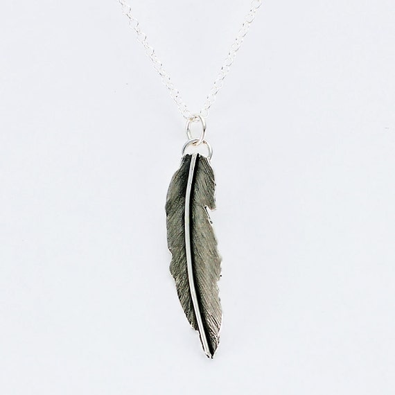Handcrafted Sterling Silver Stylized Feather Pendant One of a