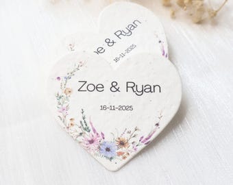 Custom Seed Paper Heart, Plantable Wedding Cards, Heart-shaped Commemorative Cards, Made From Renewable Fibers, Bulk Purchase