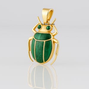 14K Solid  Gold Scarab Charm Carved Scarab Pendant Small Scarab Pendant Gemstone Scarab Pendant  Hand Carving Scarab Scarab Amulet Charm