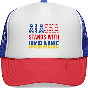 Alaska Support Ukraine - Patriotic Trucker Cap, America Supports Ukraine, Gift for Activists, Love for USA, fast delivery.