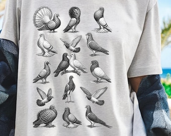 Vintage Pigeon shirt , bird collage t-shirt, retro t-shirt for bird lovers, vintage 90s t-shirt for doves lovers, cute t-shirt for women