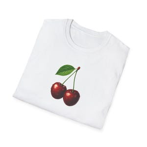 Cherry T-Shirt Minimalist Cute Aesthetic Tee, Red Cherry Graphic Tee, Cherry Lover Gift, Summer Coquette Top, Fruit Lover Gift for Women image 7