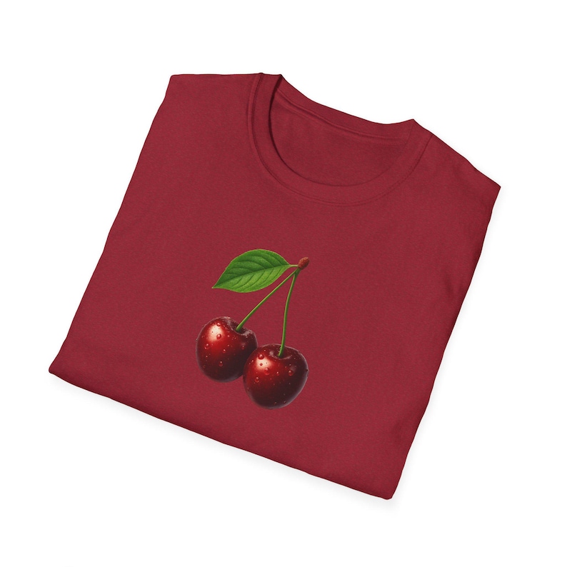 Cherry T-Shirt Minimalist Cute Aesthetic Tee, Red Cherry Graphic Tee, Cherry Lover Gift, Summer Coquette Top, Fruit Lover Gift for Women image 20