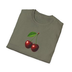Cherry T-Shirt Minimalist Cute Aesthetic Tee, Red Cherry Graphic Tee, Cherry Lover Gift, Summer Coquette Top, Fruit Lover Gift for Women image 9