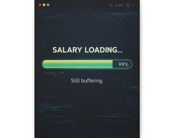 Salary Loading Poster Funny Office Wall Art Programmer Humor Print IT Decor Tech Workspace Minimalist Wall Art