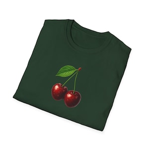 Cherry T-Shirt Minimalist Cute Aesthetic Tee, Red Cherry Graphic Tee, Cherry Lover Gift, Summer Coquette Top, Fruit Lover Gift for Women image 11