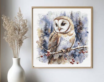 Schema punto croce gufo su ramo: Notte accogliente (PDF)