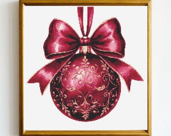 Christmas Ball Cross Stitch Pattern: Burgundy Bauble (PDF)