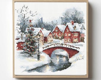 Christmas Houses Cross Stitch Pattern: Winter Holiday Village (PDF)