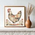 Patchwork Chicken Cross Stitch Pattern: Chicken made of scraps (instant download PDF)