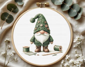Sewing Gnome Cross Stitch Pattern: Dreamy stitches and patterns (PDF)