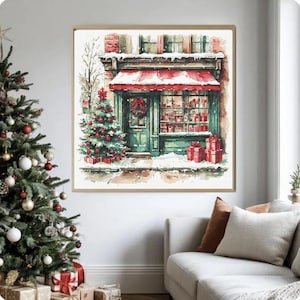 Christmas shop window cross stitch pattern: Winter holiday shop (PDF) image 12