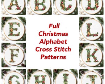 Christmas Alphabet Cross Stitch Pattern: Holiday Monogram (PDF Pattern)