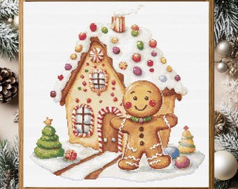 Cross stitch pattern «Gingerbread house»: Christmas idyll (PDF Download)